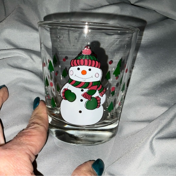 Anchor Hocking Christmas Snowman Front Back Backside Holiday 12oz Cup 1990 New - Picture 11 of 15